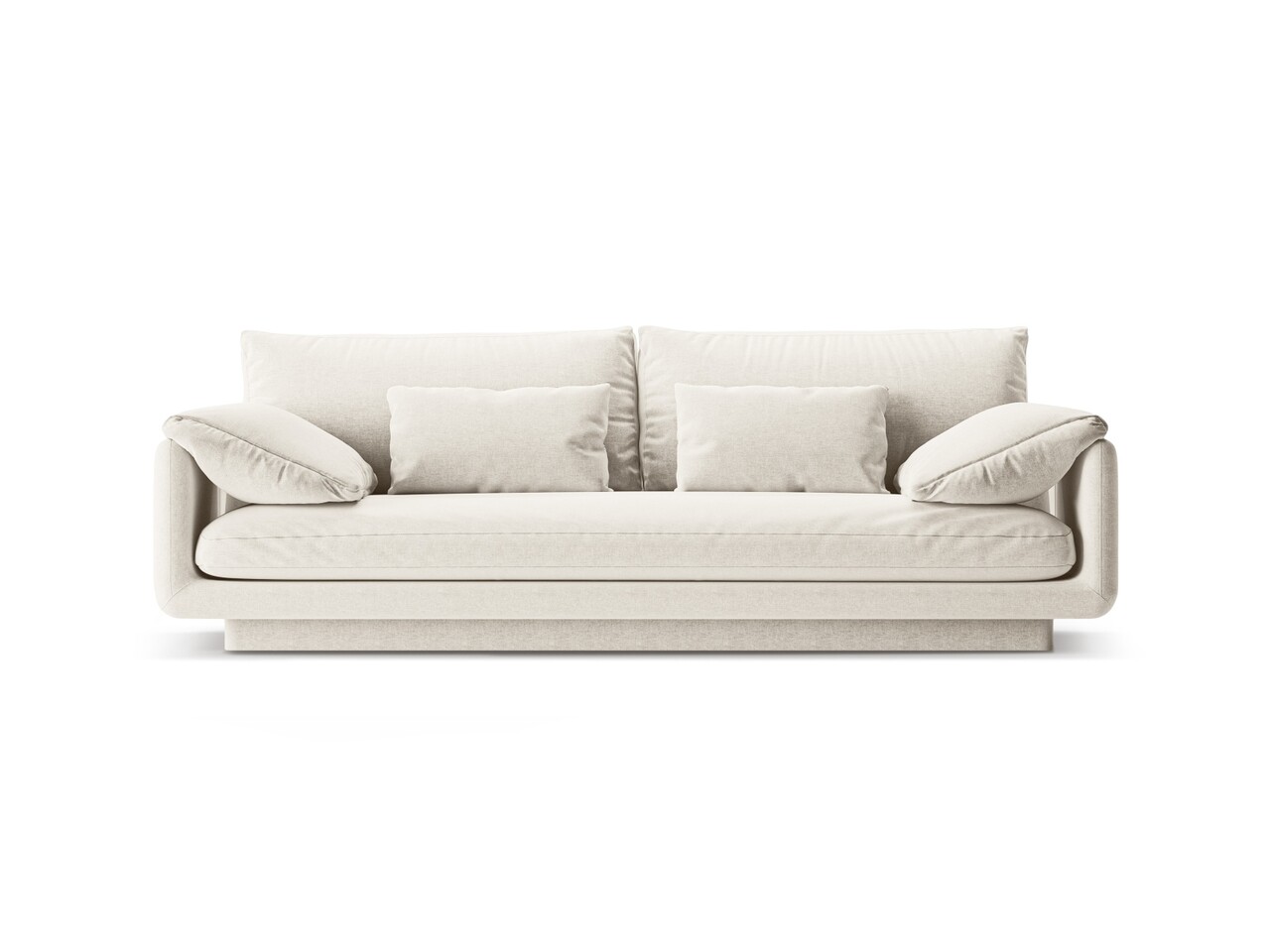Canapea 3 locuri, Torino-211, Micadoni Home, 220x103x83 cm, tesatura structurata chenille, ivoriu - imagine 6